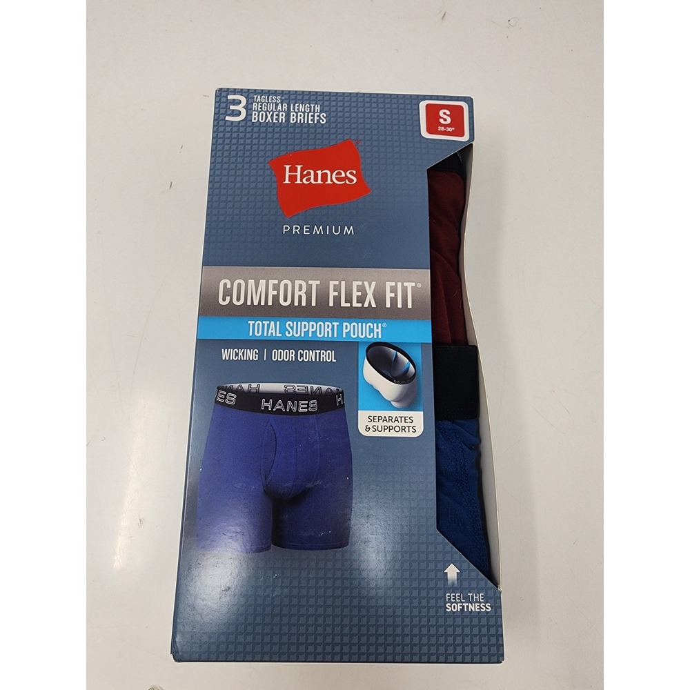 Hanes Mens Premium Comfort Flex Fit Boxer Briefs Multicolor Poly Blend Size S